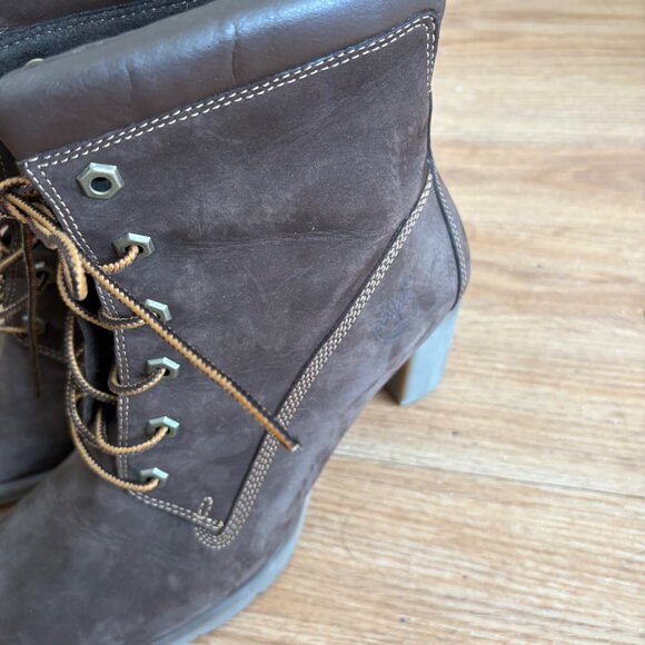 Timberland Glancy Leather Lace Up 6” Ankle Boots Brown Women’s Size 8.5 - Picture 6 of 12